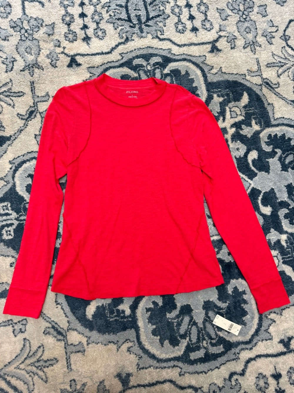 PILCRO NWT pink rose long sleeve exposed trim long sleeve blouse shirt layering